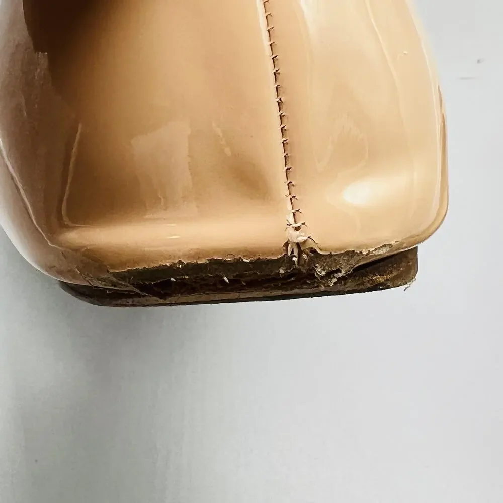 Salvatore Ferragamo Shoes Women 10 Beige Patent Leather Varina Ballet Flats Bow